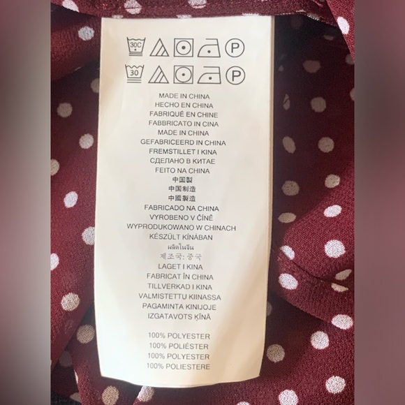 ▪️ Michael Kors Merlot/White Polka-Dot Blouse - Picture 5 of 5